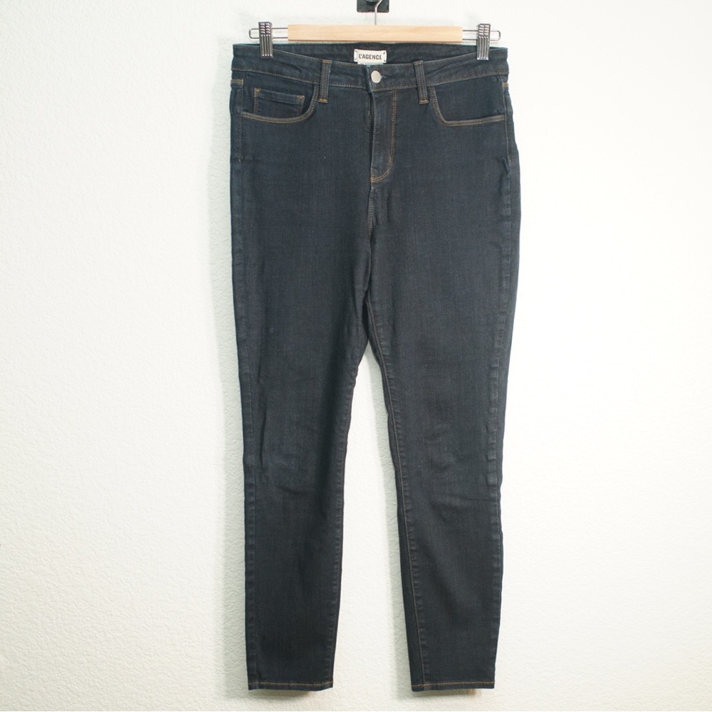 L'agence Margot Cropped High Rise Skinny Jeans Midnight Navy Made In USA size 28